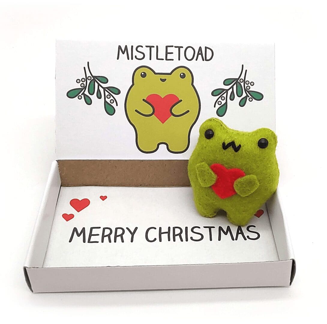 romantic frog christmas gift mistletoe