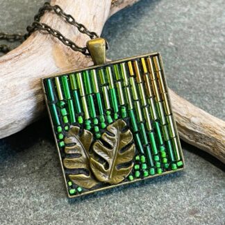 beaded mosaic pendant