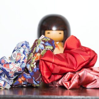 Large Silk Hair Scrunchies made from Recycled Japanese Silk Kimono Fabrics
