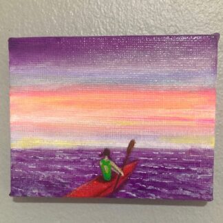 Miniature kayak painting 7 x 9 cm