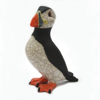 Puffin large Standing - Raku ceramic pottery seabird coastal wildlife