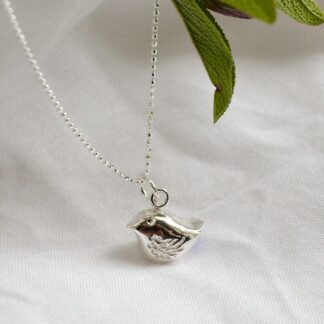 Handmade Chunky, Sterling Silver Bird Charm Pendant Necklace