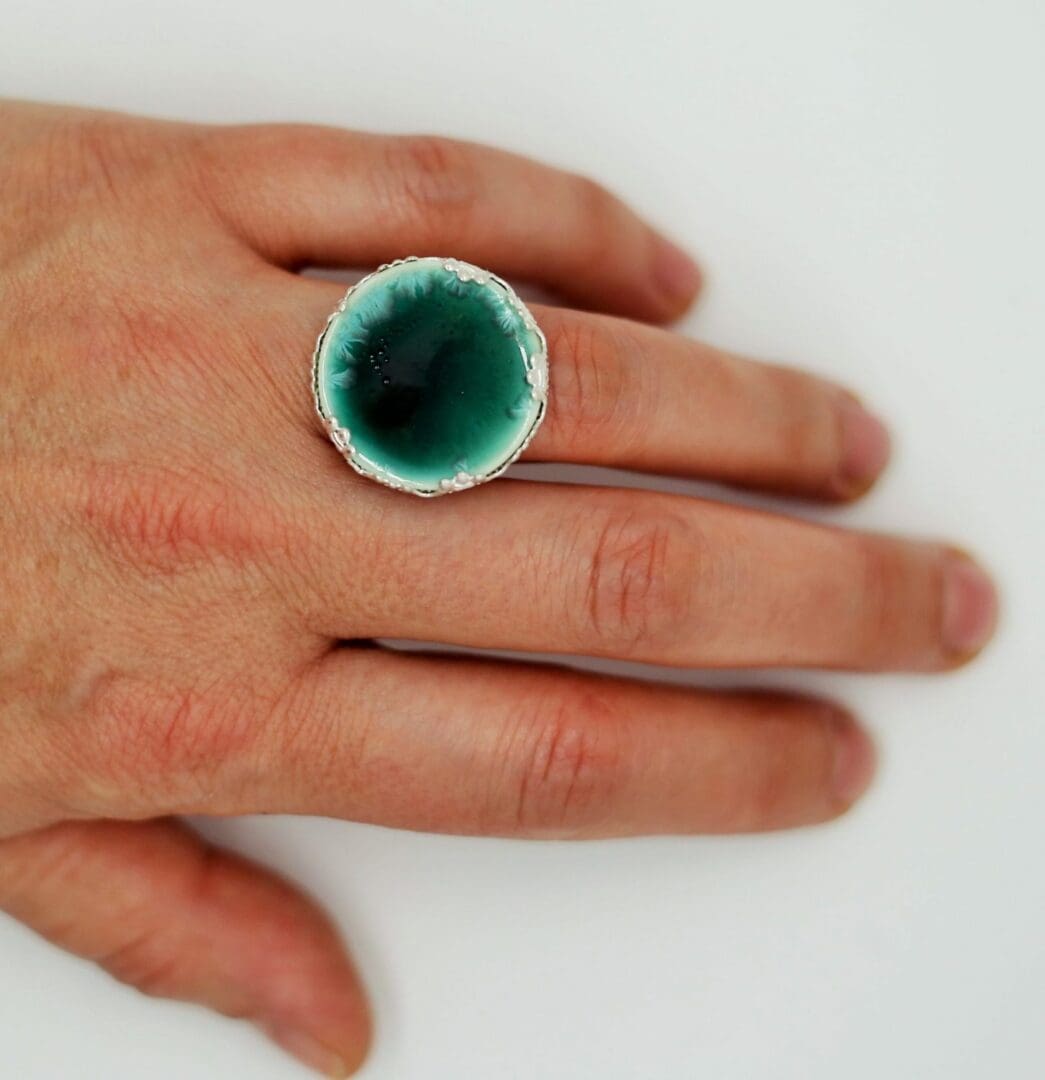 Porcelain statement ring, turquoise - Image 3