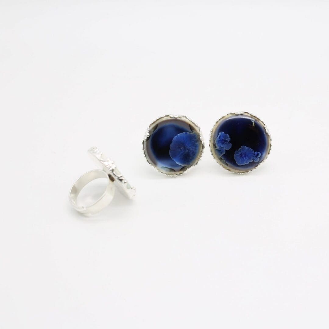 Porcelain statement ring, blue - Image 4
