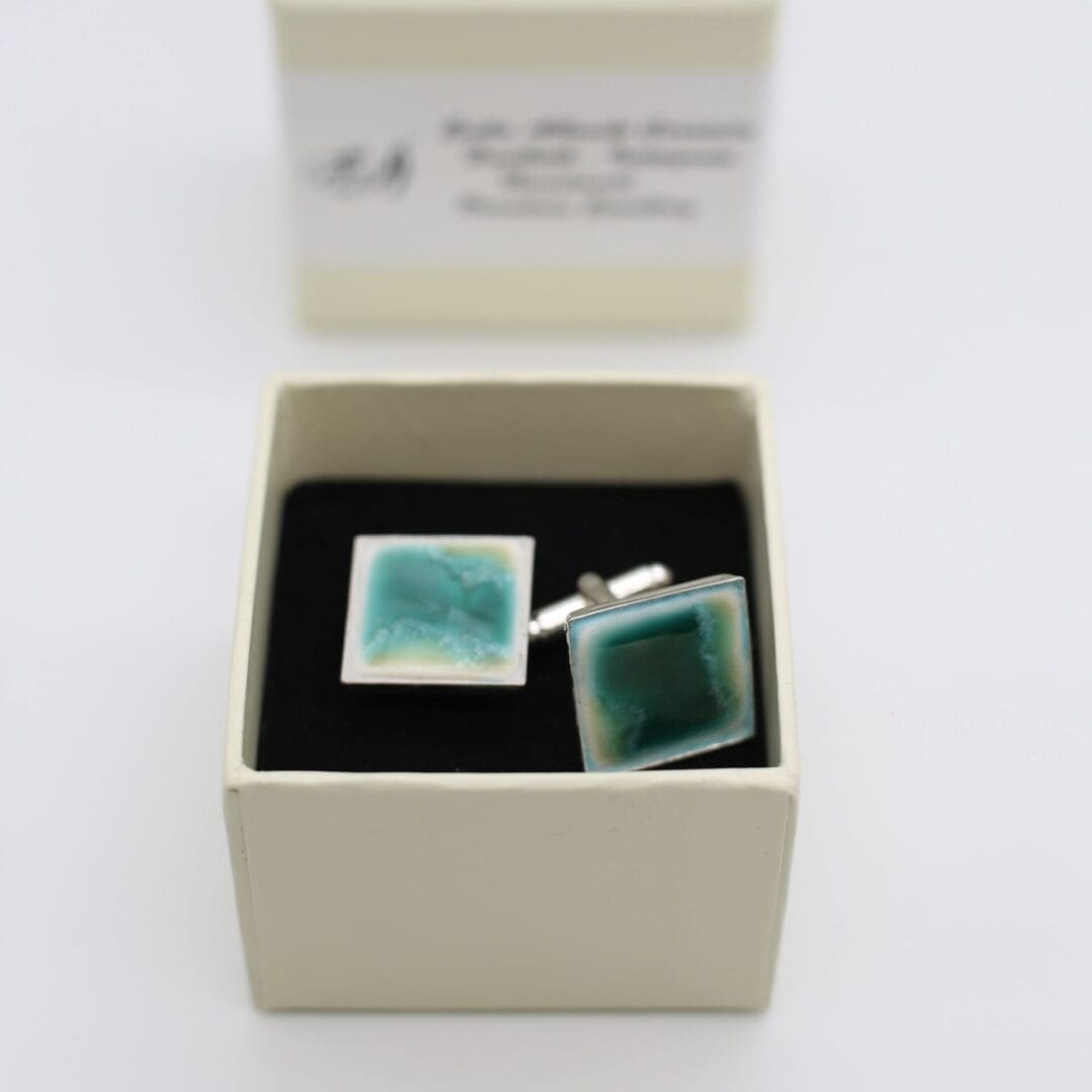 Porcelain cufflinks, emerald green, Erika Albrecht Ceramics - Image 5