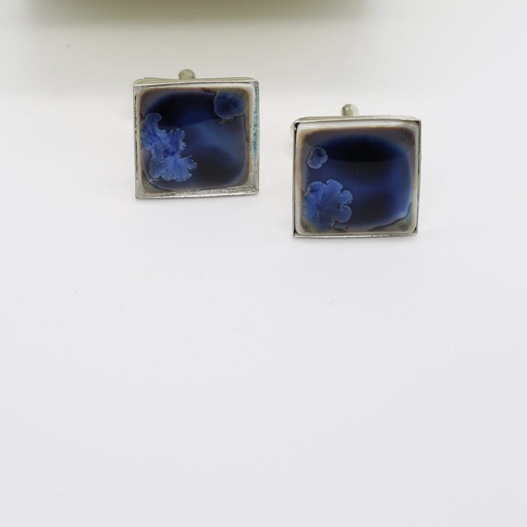Porcelain White and Blue square cufflinks - Image 2