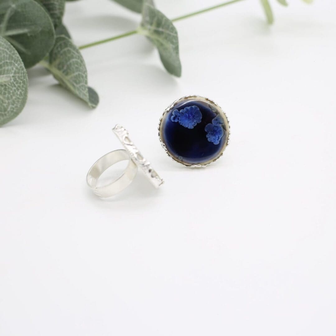 Porcelain statement ring, blue - Image 2