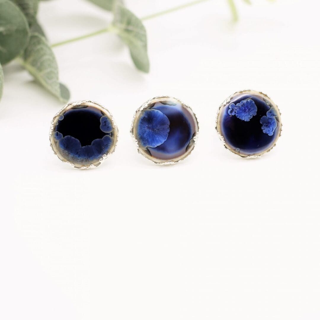 Porcelain statement ring, blue - Image 3