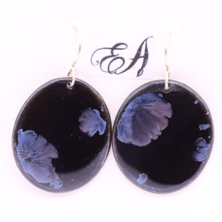 Porcelain, drop earrings, black and purple