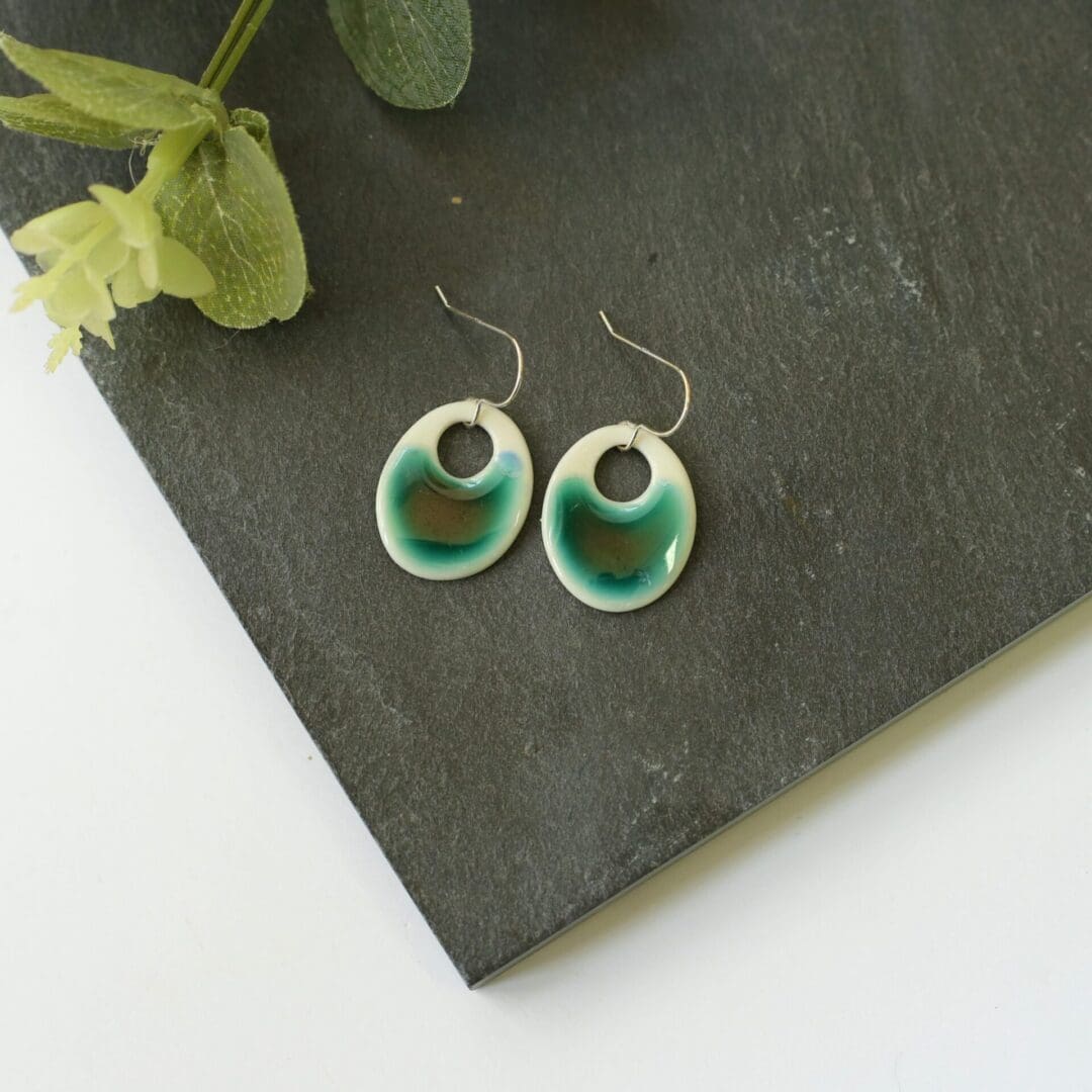 Turquoise, oval, drop earrings - Image 4