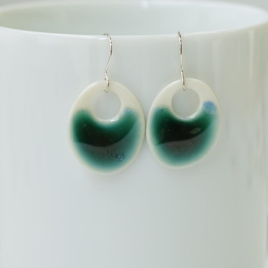 Turquoise, oval, drop earrings - Image 5