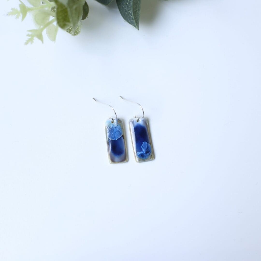 Oblong, blue,porcelain drop earrings, Erika Albrecht Ceramics - Image 5