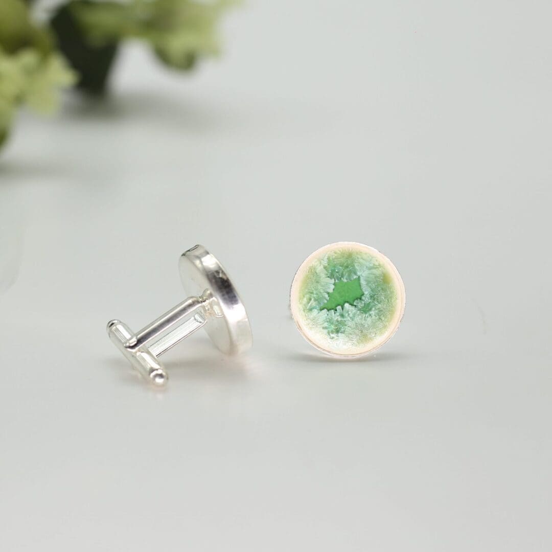 Porcelain round cufflinks,light green, Erika Albrecht Ceramics - Image 5