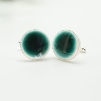 Turquoise porcelain cufflinks, round, Erika Albrecht Ceramics