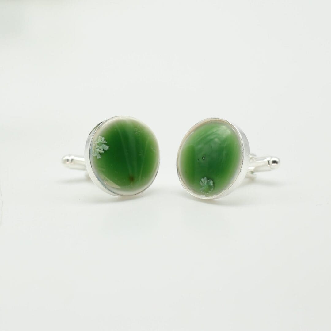 Porcelain round cufflinks,light green, Erika Albrecht Ceramics - Image 6