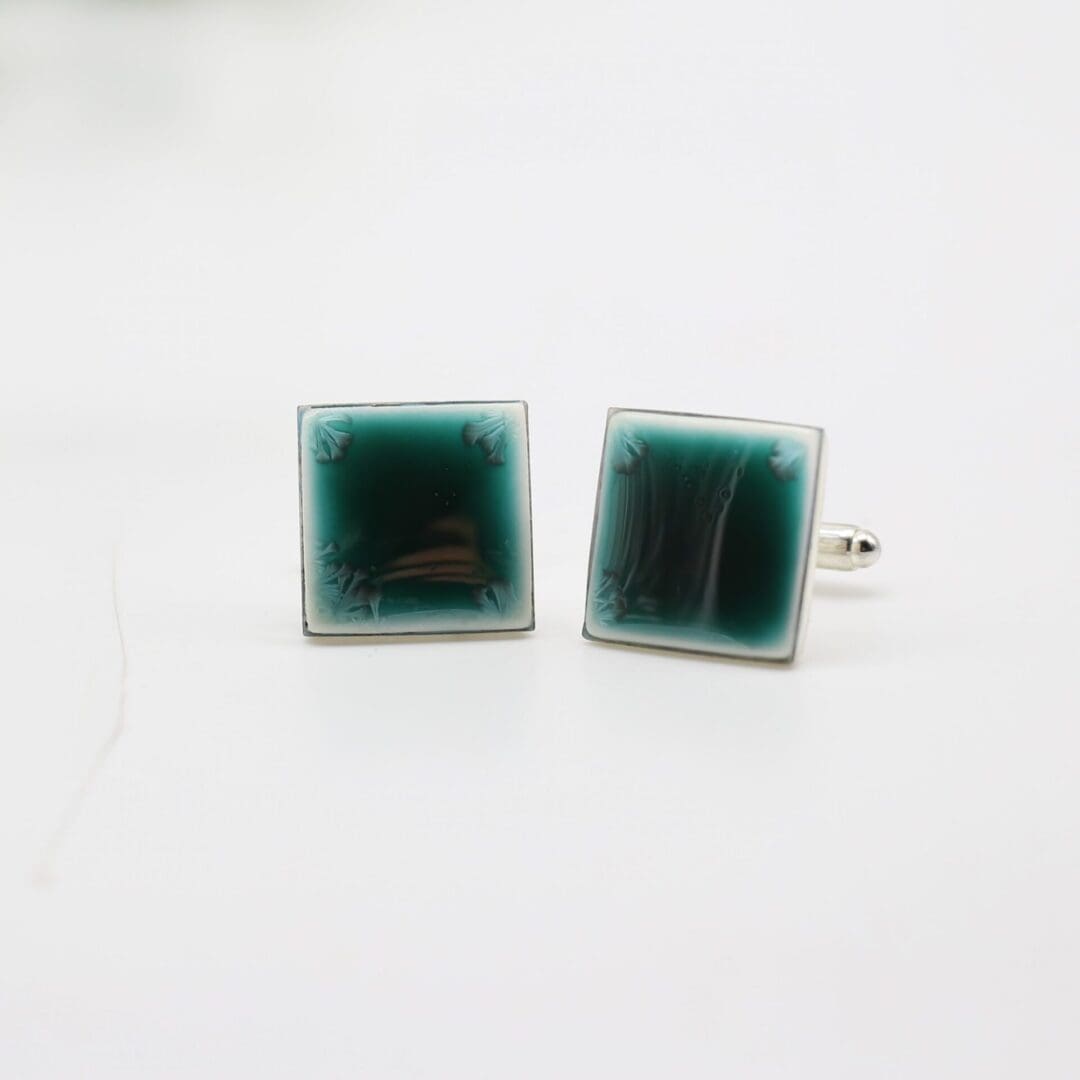 Turquoise porcelain cufflinks, square - Image 5