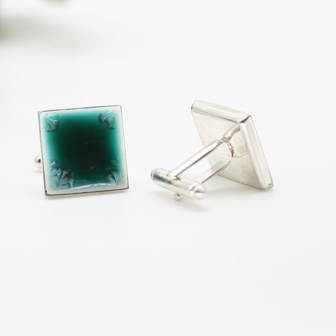 Turquoise porcelain cufflinks, square