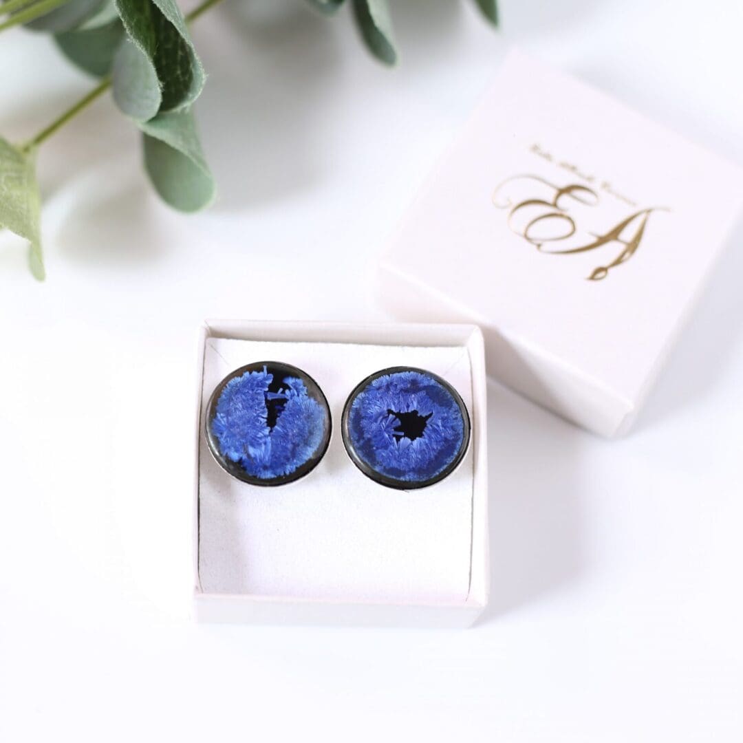 Black porcelain,Ice blue cufflinks, Erika Albrecht Ceramics - Image 4
