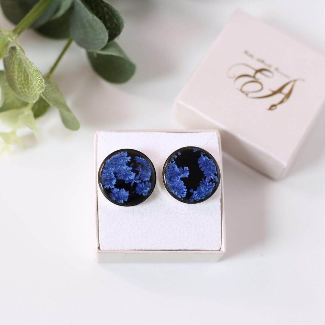 Black porcelain,Ice blue cufflinks, Erika Albrecht Ceramics - Image 2