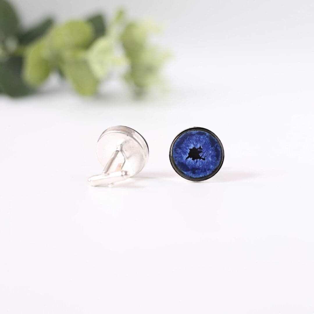Black porcelain,Ice blue cufflinks, Erika Albrecht Ceramics - Image 3