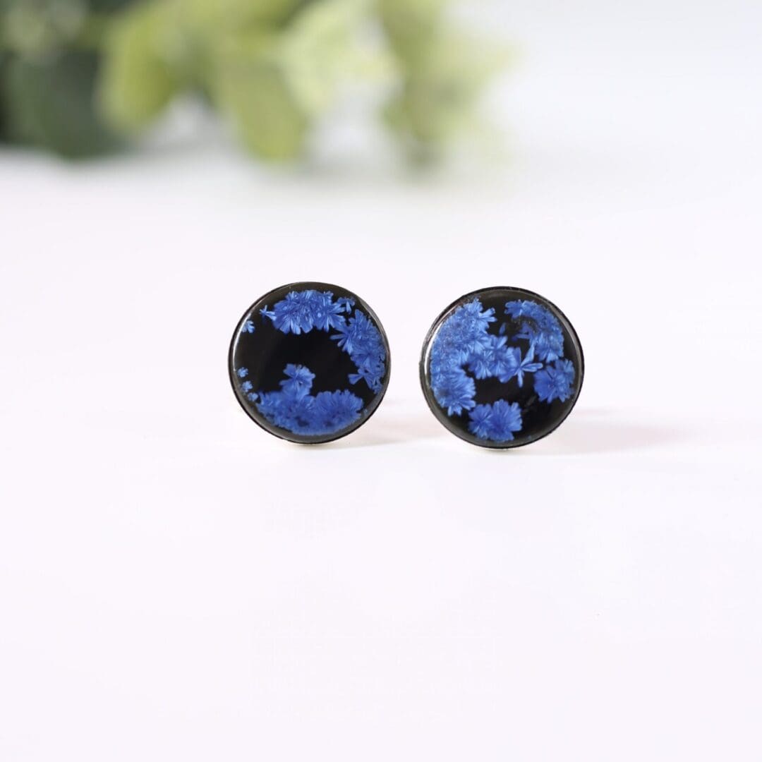 Black porcelain,Ice blue cufflinks, Erika Albrecht Ceramics