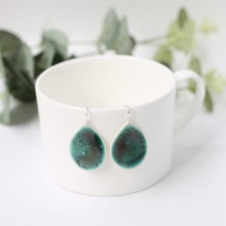 Porcelain, drop earrings, turquoise