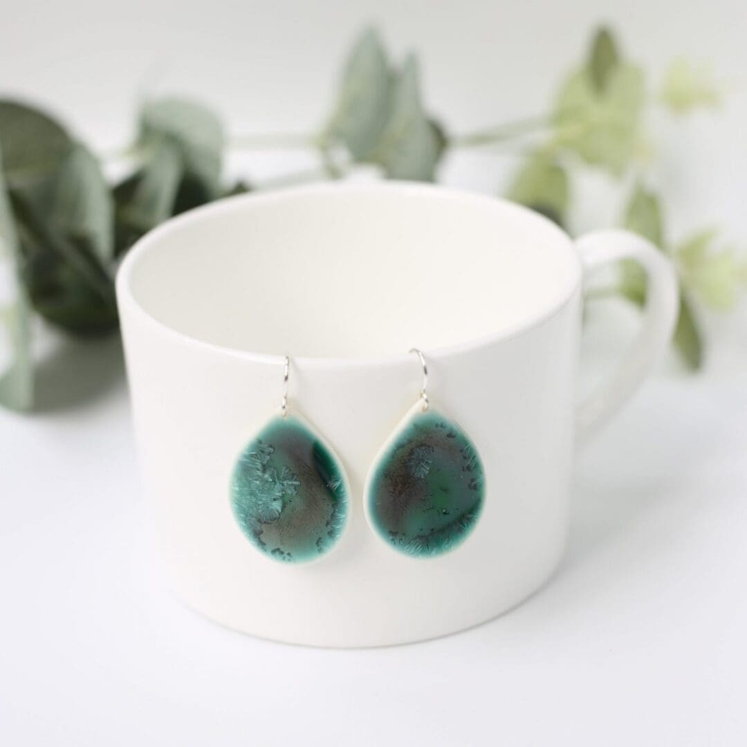 Porcelain, drop earrings, turquoise