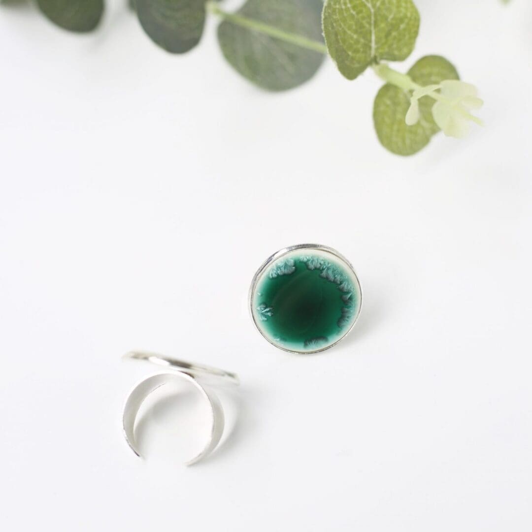 Porcelain statement ring, turquoise