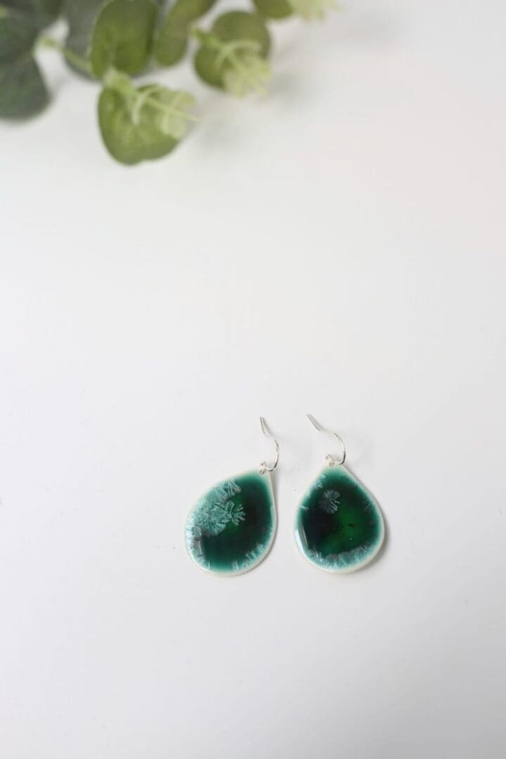 Porcelain, drop earrings, turquoise - Image 3
