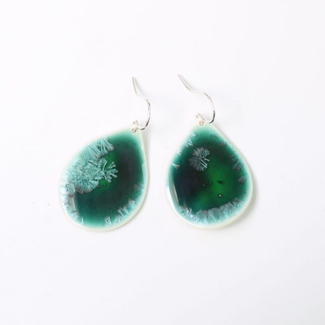 Porcelain, drop earrings, turquoise - Image 4