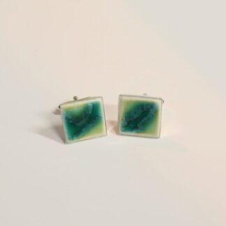 Porcelain cufflinks, emerald green, Erika Albrecht Ceramics