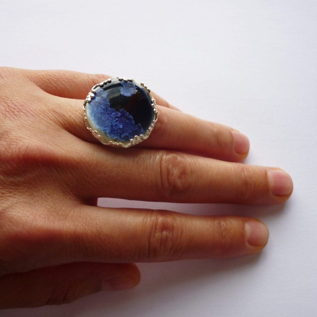Porcelain statement ring, blue - Image 5
