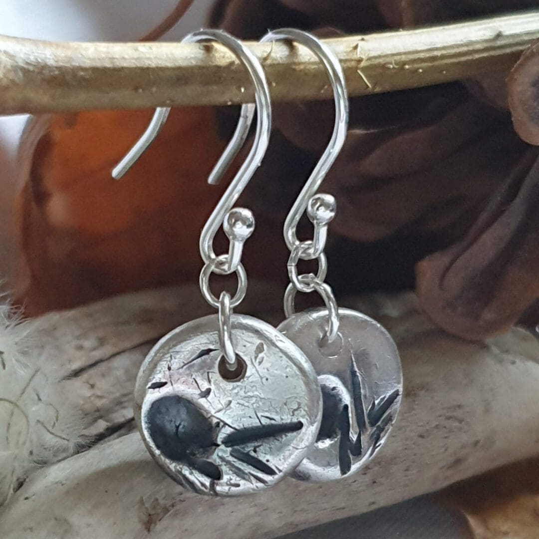 Handmade Fine Silver Dainty Botanical Juniper Drop Earrings - Image 7