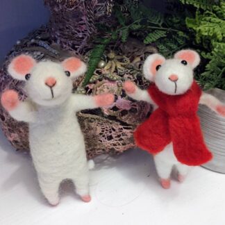 Adorable little white mouse needle felted decorations
