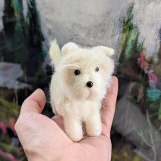 Cute little white westie dog needle felted ornamental figure/sculpture for pet lover