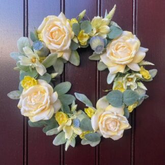 Pastel-yellow-rose-front-door-wreath