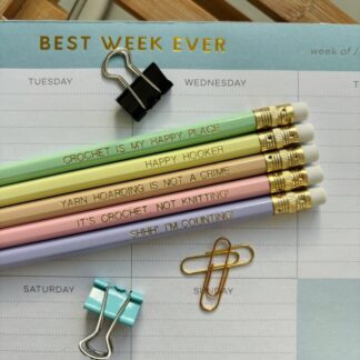 Crochet Lover's Set of 5 HB Pencils, Gift for a Proud Hooker