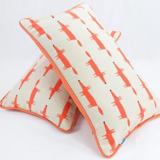 Scion Mr Fox Piped Cushion Cover, in Neutral & Paprika By Ambel Crafts
