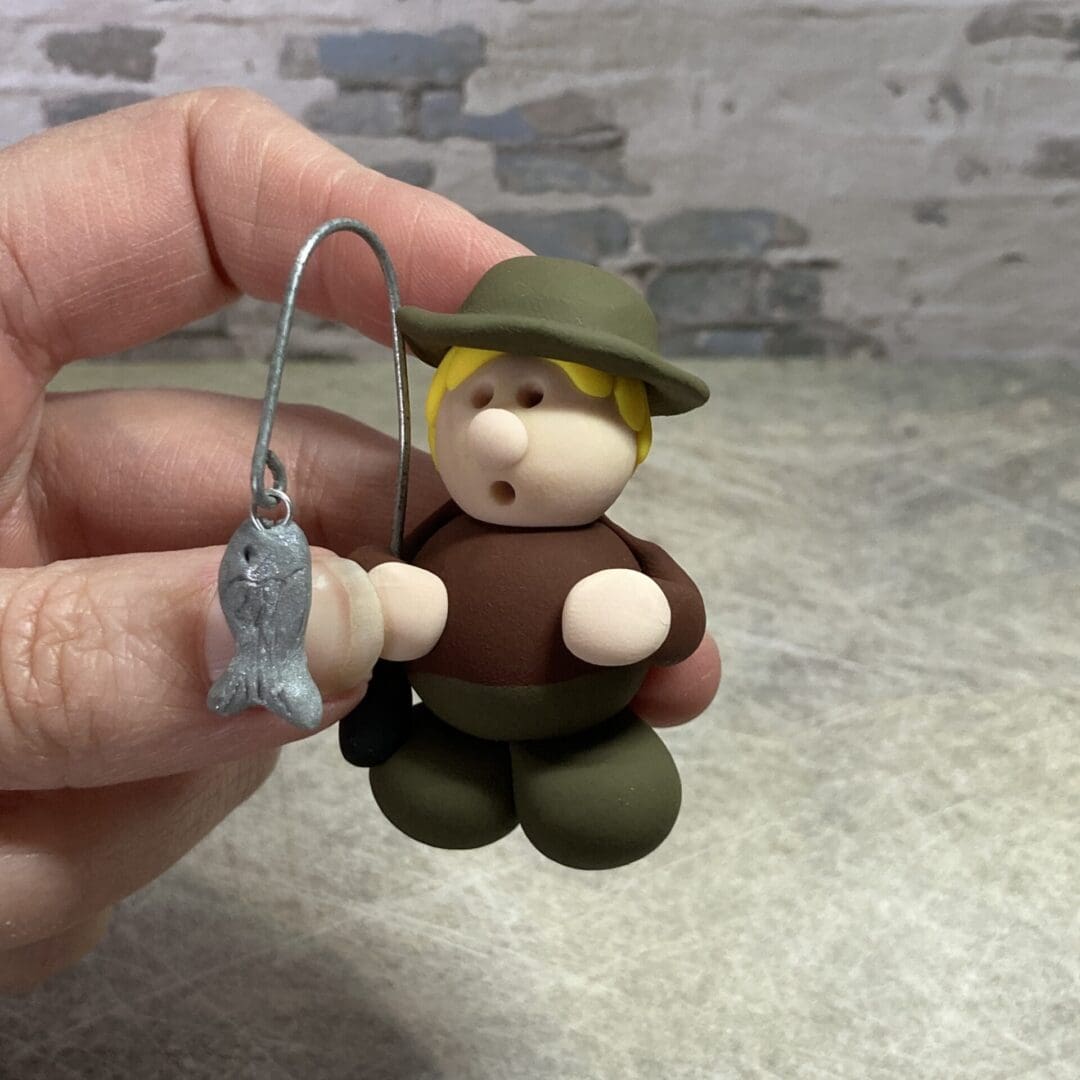fisherman miniature clay figure - Image 3