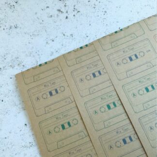 Cassette Tape Gift Wrap, Set of 3 x A3 wrapping sheets, Music Lovers Gift, recycled paper