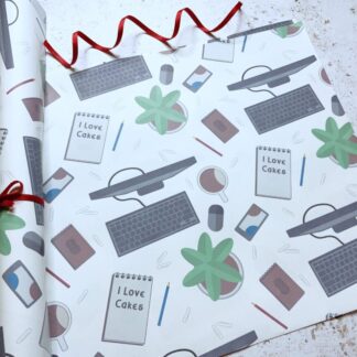 Office Gift wrap, Set of 3 x A3 Work from home Wrapping paper, Recycled Paper