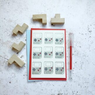 Handheld gamer blank card, video games greetings card