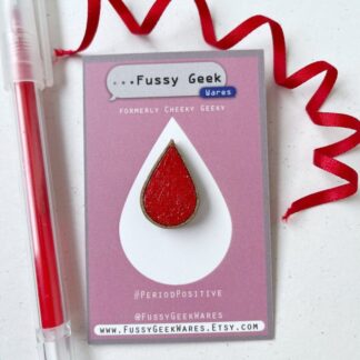 Blood drop pin, Wooden Feminist pin, Laser cut pin for your first period