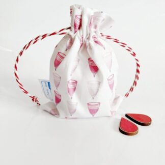 Drawstring pouch, Menstrual cup print, period gift