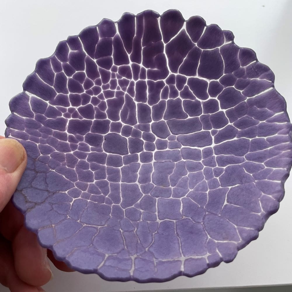 Small Purple Crackle Glass trinket bowl - Image 4
