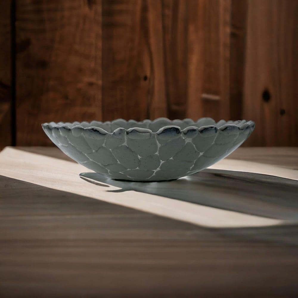 Small Grey Glass Crackle Bowl - Image 2