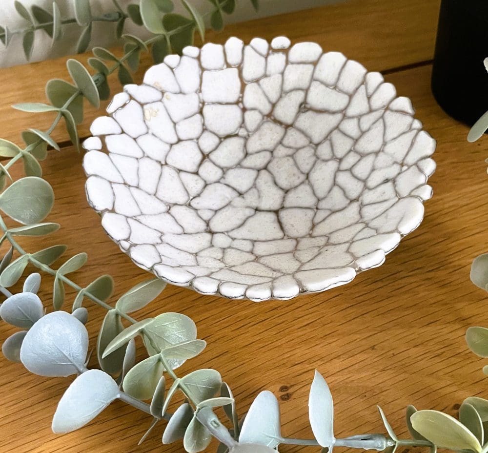 Small Grey Glass Crackle Bowl