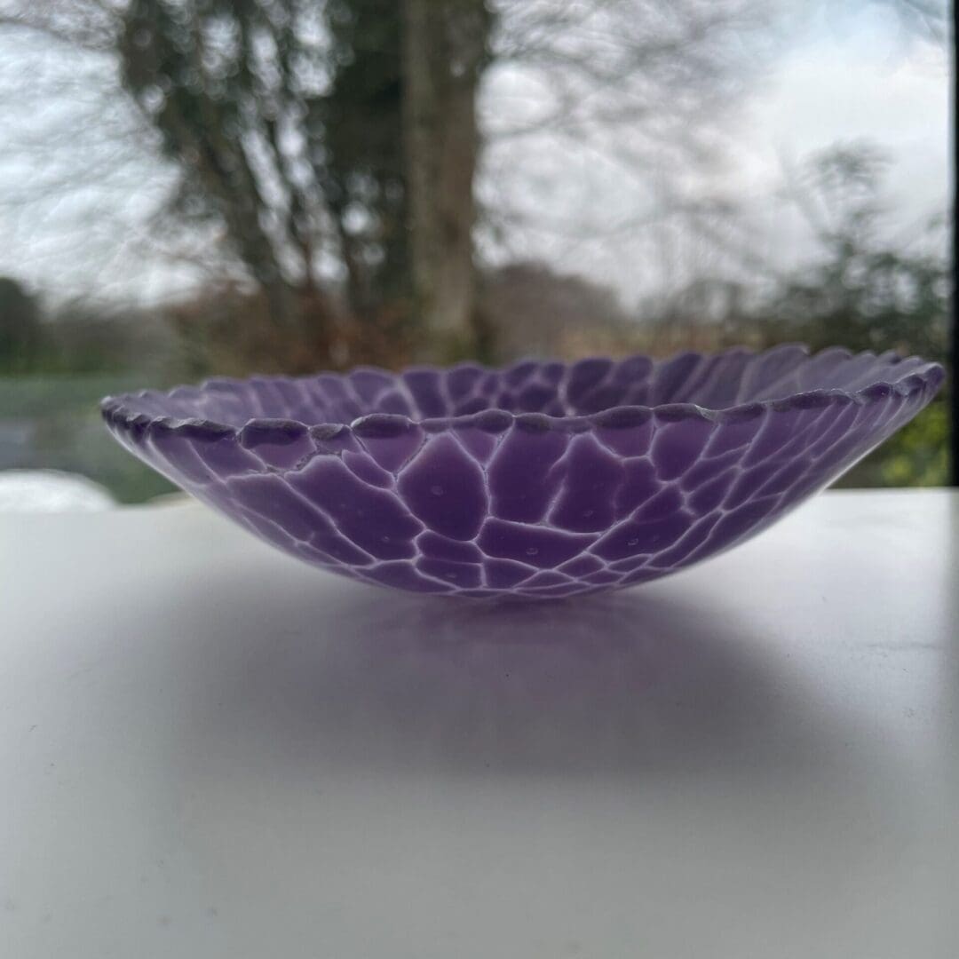 Small Purple Crackle Glass trinket bowl - Image 6