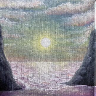 calm sea with purple haze