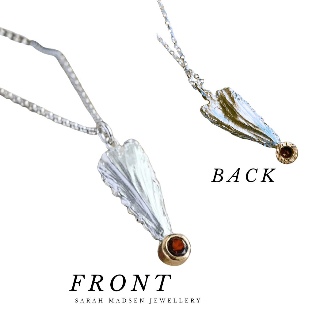 Sterling Silver and 9ct Gold with Garnet "Arrowhead" Heart Pendant Necklace. Limited Edition - Image 6
